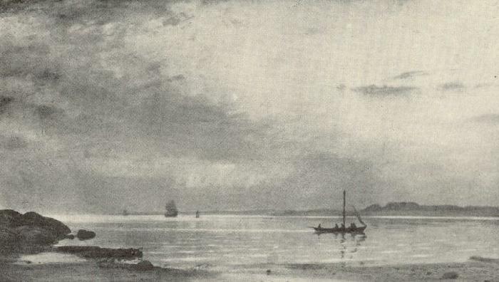 Amaldus Clarin Nielsen Norveg tengerpart oil painting picture